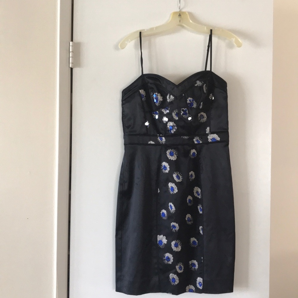 Black Rebecca Taylor dress with beaded design.